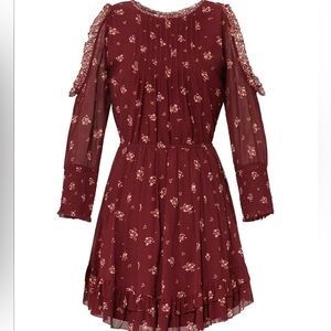 NWT JOIE ARLETH COLD SHOULDER SILK DRESS IN DEEP VERBENA Size M